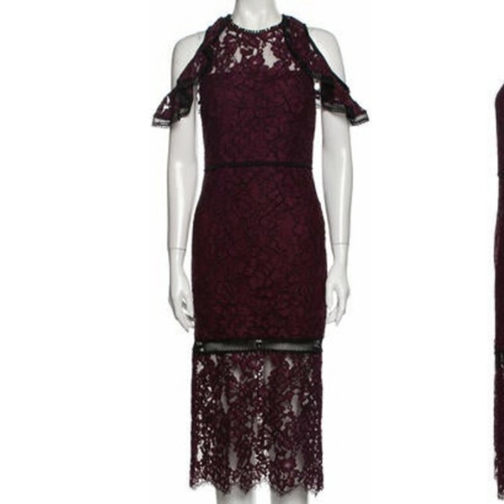 Alexis lace sheath dress wine & black size large
